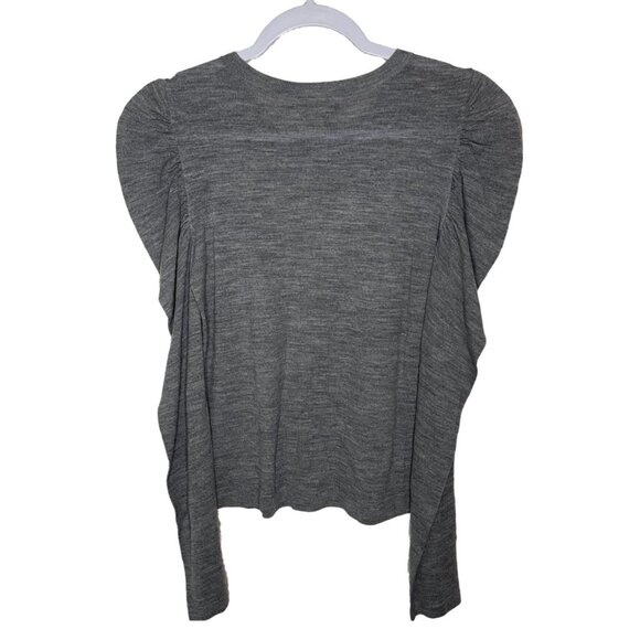 Alice + Olivia | Grey Puff Sleeve Wool Sweater - Picture 2 of 8